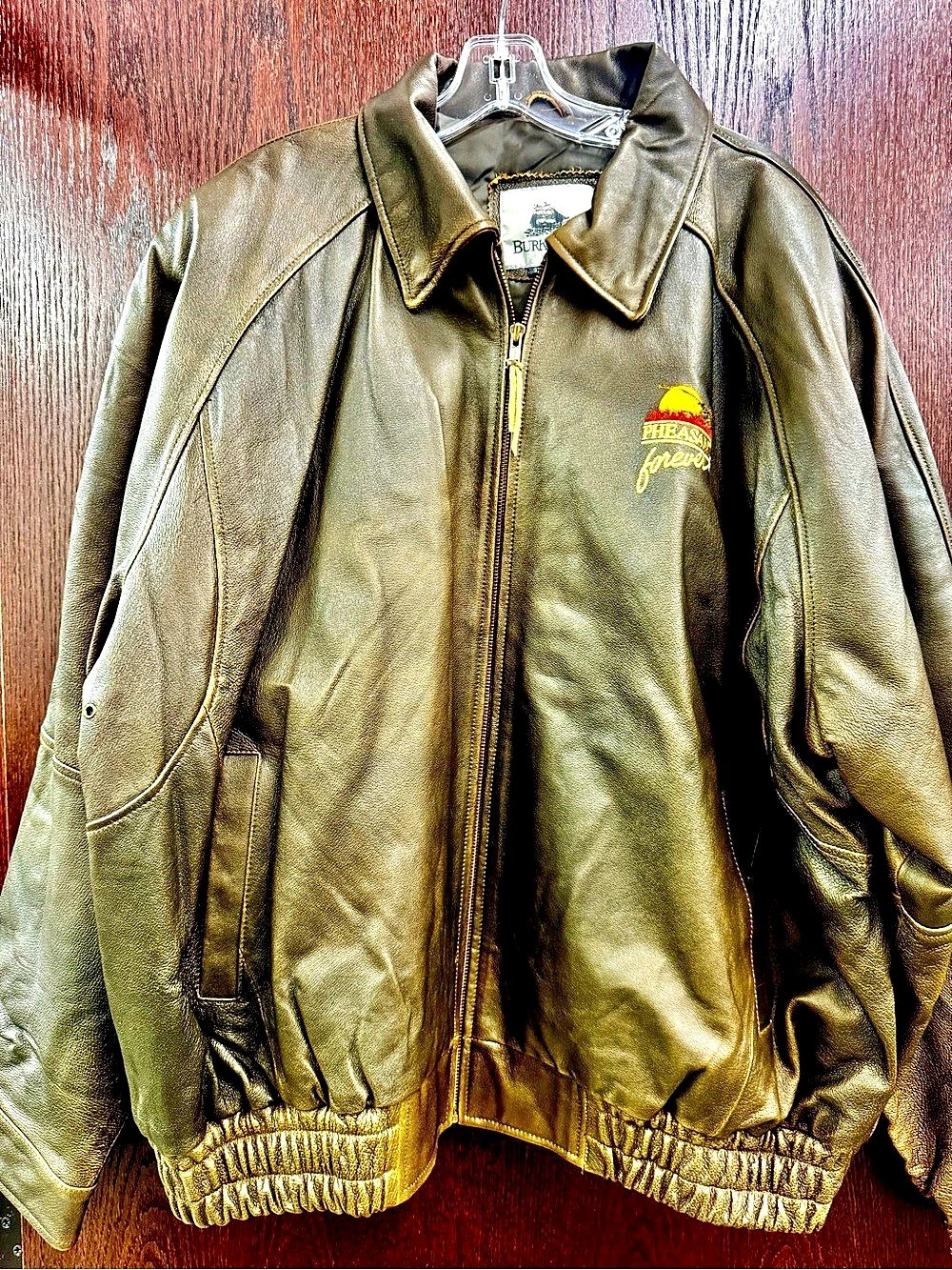 Burt's Bay Men's Brown Leather Bomber Jacket - 3XL - Pheasant’s Forever